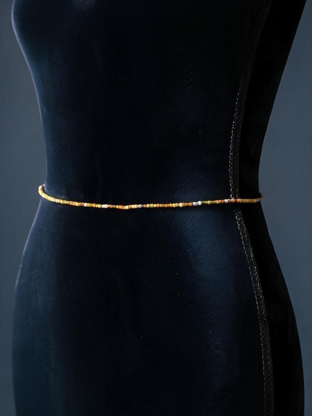 Delicate Orange and Gold Beaded Waist Chain